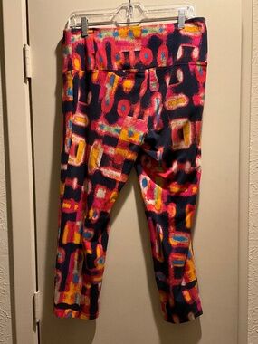 Vibrant Westbound Multicolor Pink & Navy Stretch Waist Pants, Size 12